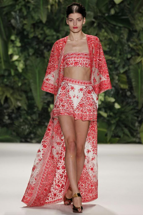 Naeem Khan Rose Embroidered Bandeau Top And Shorts